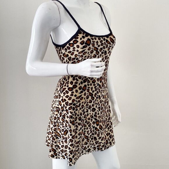 Delias x Dolls Kill Collaboration Leopard Print Velour Mini Tank Dress Y2K Vibes - Picture 5 of 5